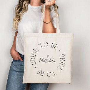 Bride To Be Heart Black Calligraphy Script Wedding Tote Bag