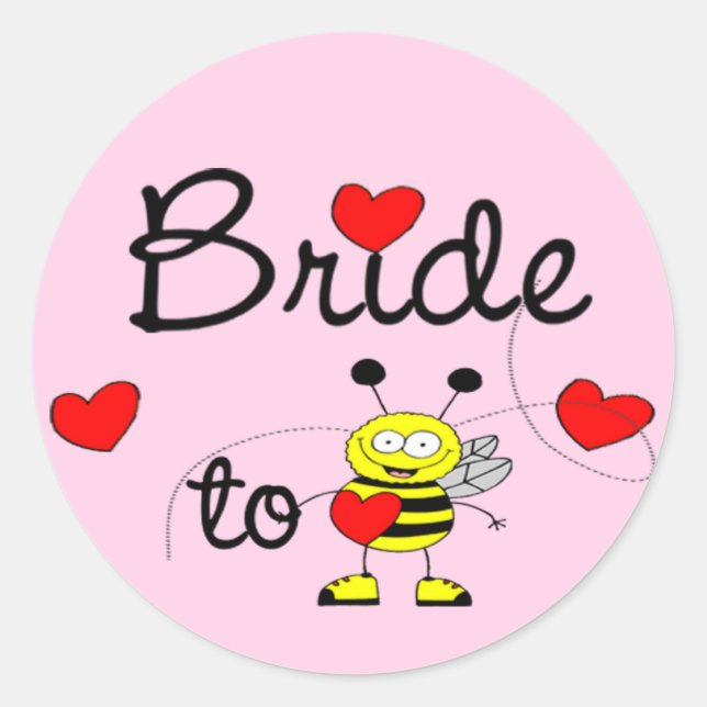 Bride to Be / HEART HAPPY BEE Classic Round Sticker (Front)