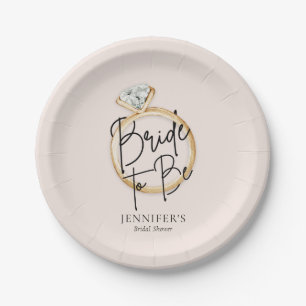 Bride To Be Modern Bridal Shower Paper Plate