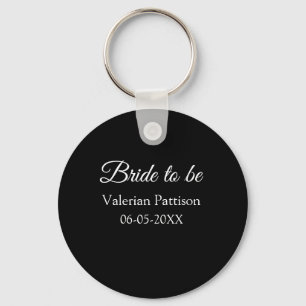 Bride to be name date black white bridal shower we key ring