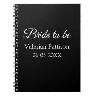 Bride to be name date black white bridal shower we notebook