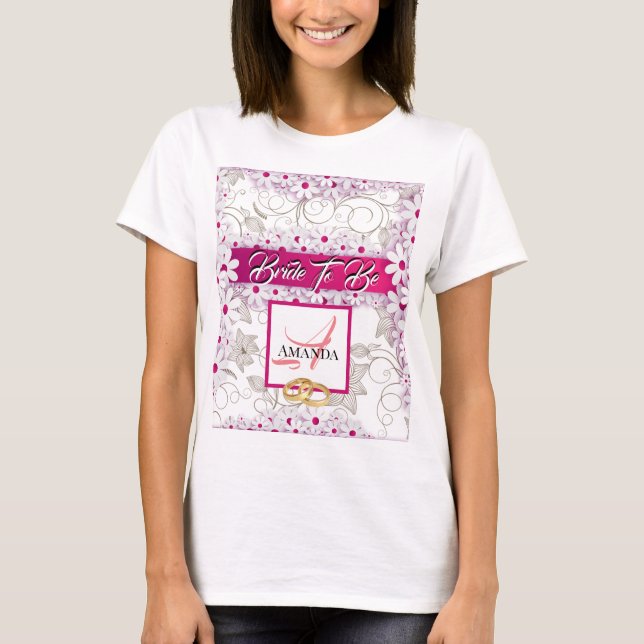 Bride To Be Personalised Monogrammed T-Shirt (Front)