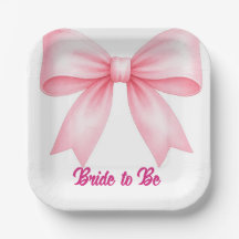 Bride to Be Pink Bow Coquette Bachelorette Paper