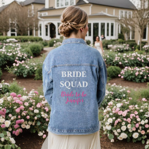 Bride to be Pink Custom Name Wedding Bachelorette Denim Jacket
