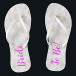 Bride To Be! Pink Gold Marble flip flops<br><div class="desc">A beautiful pink and gold marble flip flops for your bachelorette party or the rehearsal dinner or for the weekends girls trip away before your wedding. These would be great to personalise and give to all your bridesmaids as well, I created personalised ones on my DesignByLyn store for you to...</div>
