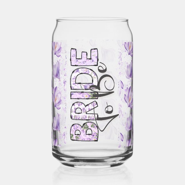 Bride To Be Purple Flowers Can Glass (Left)