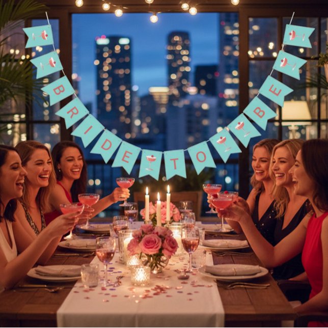 Bride to Be Raspberry Cocktail Bunting Banner (Creator Uploaded)