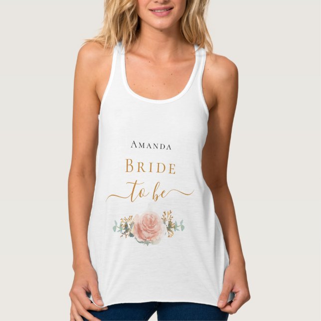 Bride to be rose gold floral eucalyptus greenery singlet (Front)