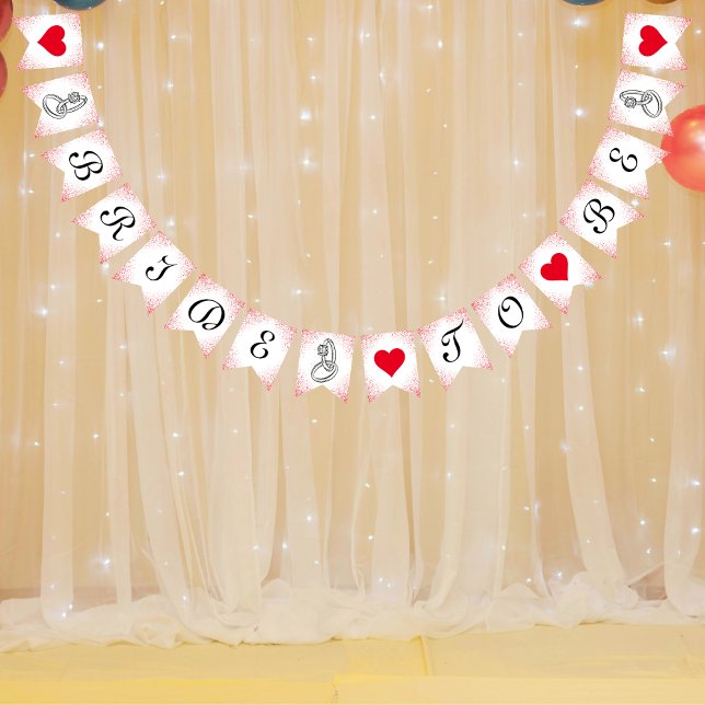 Bride To Be Rose Gold Glitter Bridal Shower  Bunting (Bridal Shower Rose Gold Glitter Bunting Flag)