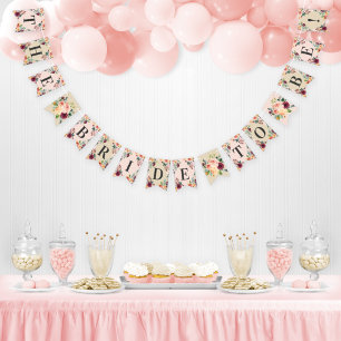 Bride to Be Rustic Pink Fall Floral Bridal Shower Bunting