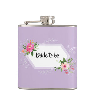 Bride to be watercolor floral bridal shower hip flask