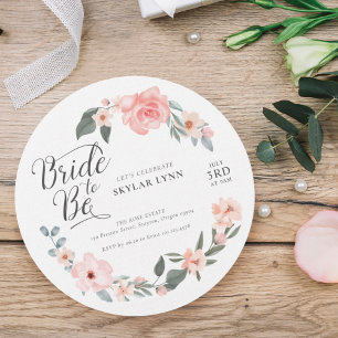 Bride to Be Watercolor Floral Rose & Sage Greenery Invitation