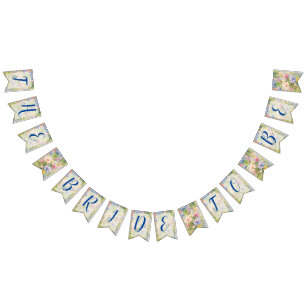 Bride To Be Watercolor Wildflowers Bunting Flags