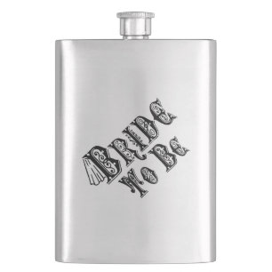 Bride To Be With Veil, Fancy Black Type Hip Flask