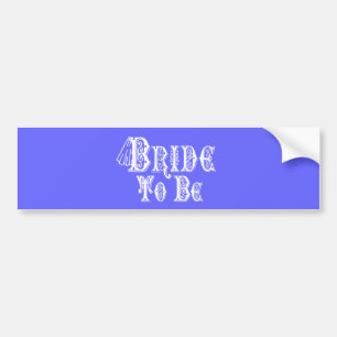 Bride To Be With Veil, Fancy White Type Bumper Sticker