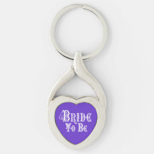 Bride To Be With Veil, Fancy White Type Key Ring