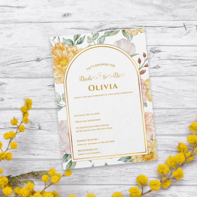 Bride-to-Be Yellow Floral Arch Bridal Shower Invitation (Bride-to-Be Yellow Floral Arch Bridal Shower Invitation)