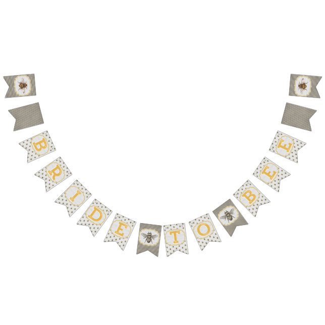 Bride To Bee - black and white-extra bees Bunting (All)