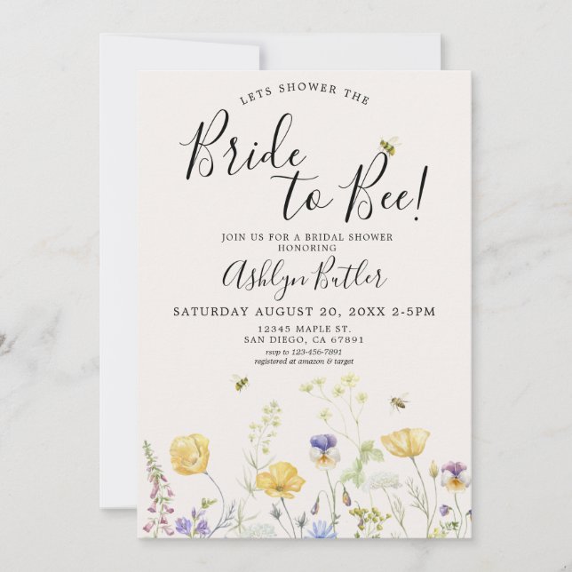 Bride to Bee Bridal Shower Invitation (Front)