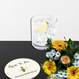 Bride To Bee Bridal Shower Round Paper Coaster