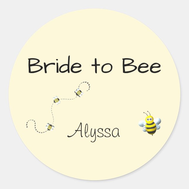 Bride to Bee Custom with Bumblebee Classic Round Sticker (Front)