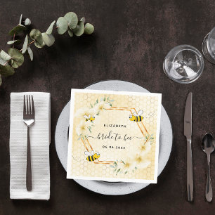 Bride to bee floral yellow honeycomb bridal shower napkin
