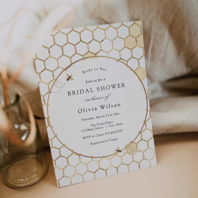 Bride to Bee Gold Bridal Shower Invitation (Creator Uploaded)