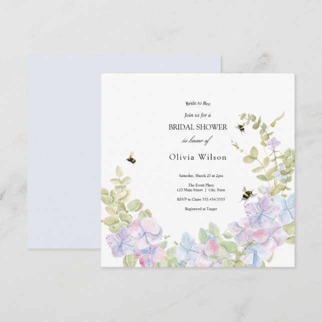  bride to bee greenery elegant bridal shower invitation (Front/Back)