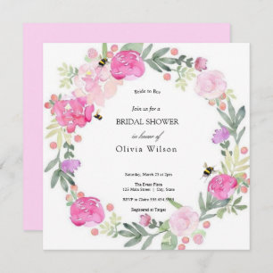 bride to bee greenery elegant bridal shower invitation