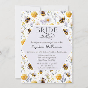Bride to Bee Lavander Floral Bees Bridal Shower Invitation