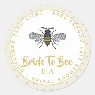 Bride To BEE - Monogram Bridal Shower Thank You Classic Round Sticker