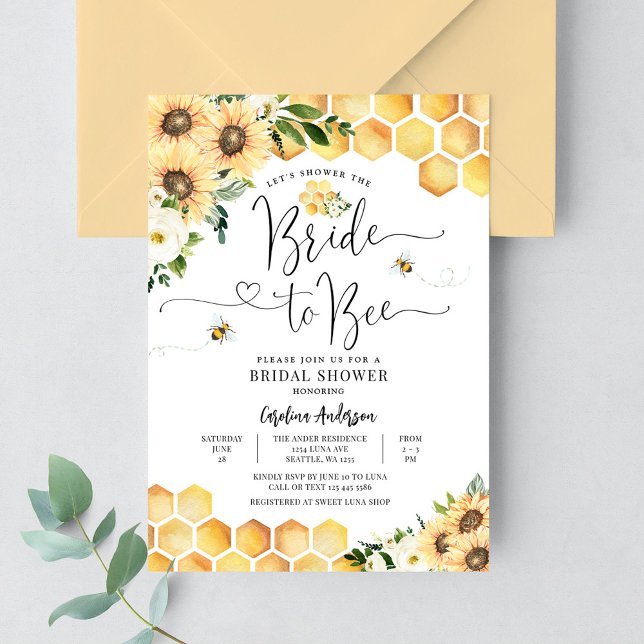 Bride to Bee Rustic Bridal Wedding Couple Shower Invitation (Creator Uploaded)