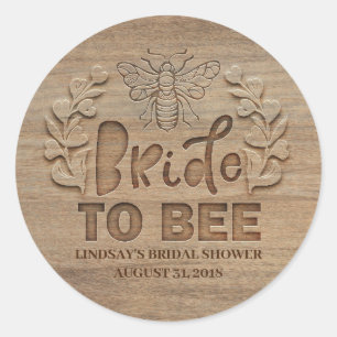 Bride To Bee Rustic Wood Bridal Shower Classic Round Sticker