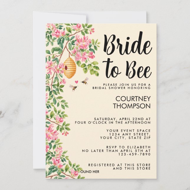 Bride To Bee Watercolor Floral Bridal Shower  Invitation (Front)