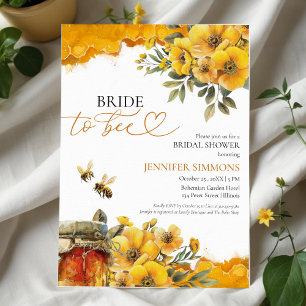Bride To Bee   Watercolor Floral Bridal Shower Invitation