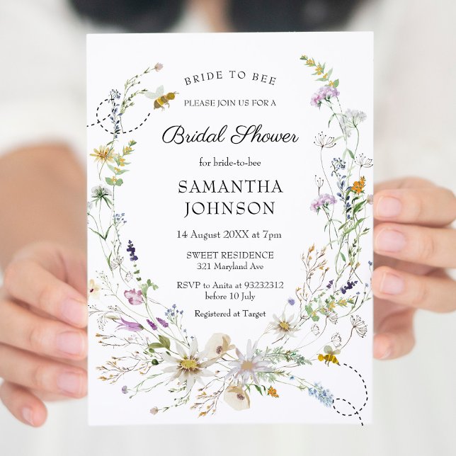 Bride to Bee Wildflower Bridal Shower  Invitation (Creator Uploaded)