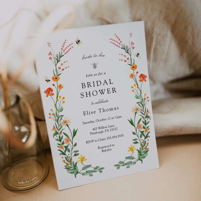 Bride to Bee Wildflower Garden Bridal Shower  Invitation (Creator Uploaded)