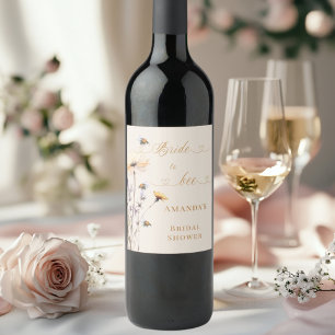 Bride to bee wildflower ivory bridal shower wine label