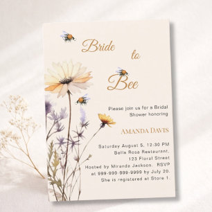 Bride to bee wildflower ivory garden bridal shower invitation