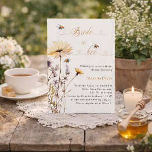 Bride to bee wildflower ivory garden bridal shower invitation