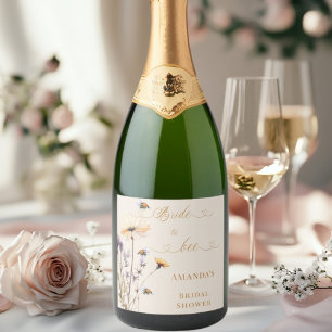 Bride to bee wildflowers ivory bridal shower sparkling wine label