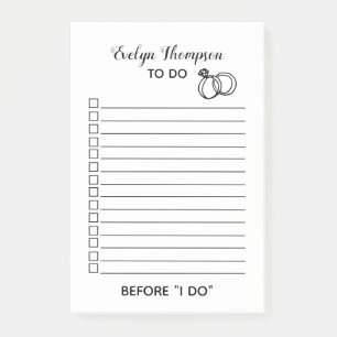 Bride To Do List Wedding Post-it Notes