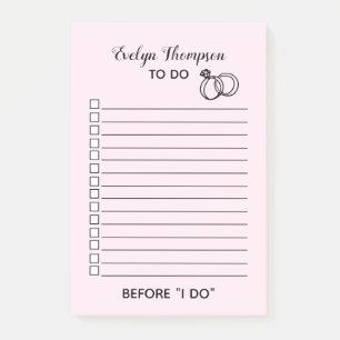 Bride To Do List Wedding Post-it Notes