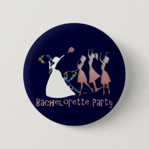 BRIDE TOSSING THE BOUQUET 6 CM ROUND BADGE