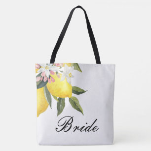 BRIDE TOTE BAG-LEMON FLORAL WEDDING  BAG