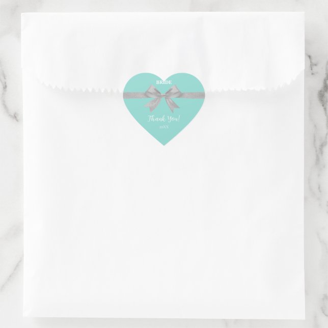 BRIDE Touch Of Silver Thank You Party Heart Sticker (Bag)