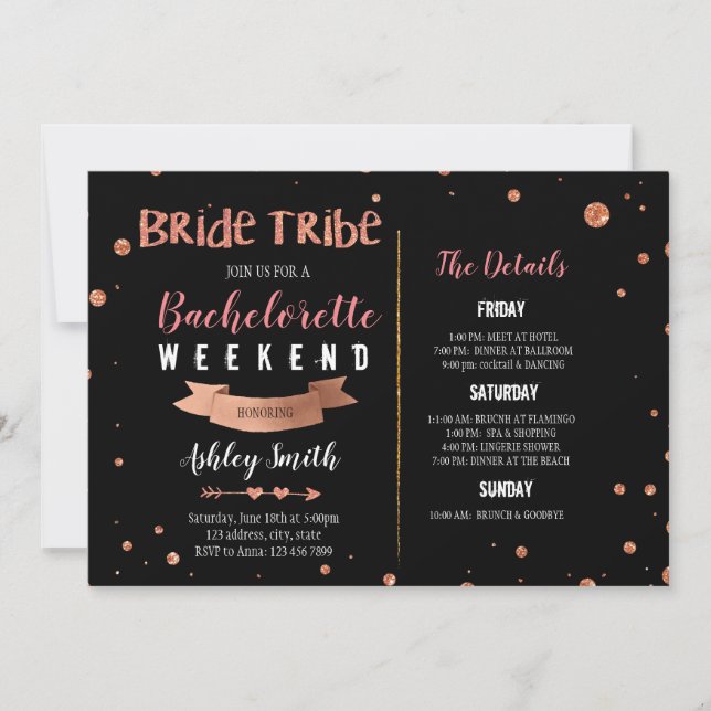 Bride tribe Bachelorette Itinerary invitation (Front)
