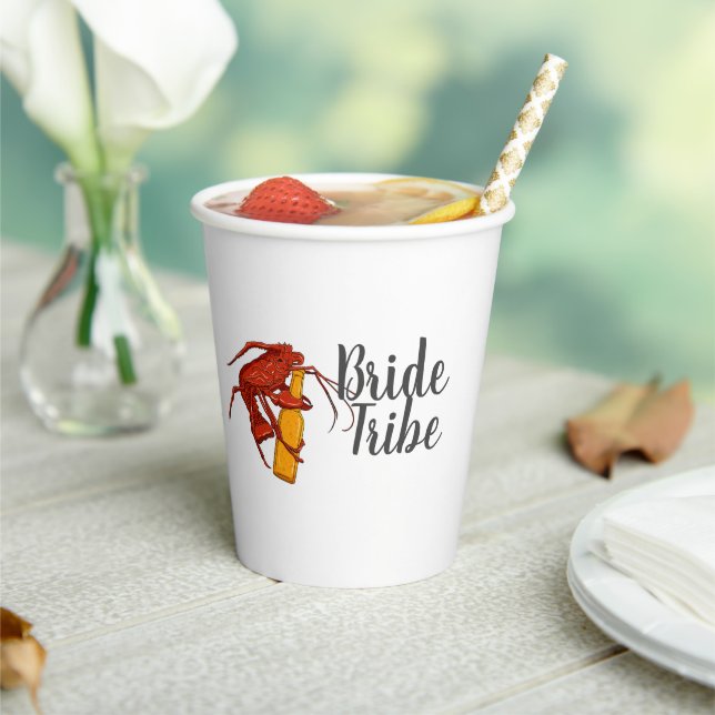 Bride Tribe Bachelorette Party Lobster Custom Paper Cups (Insitu)