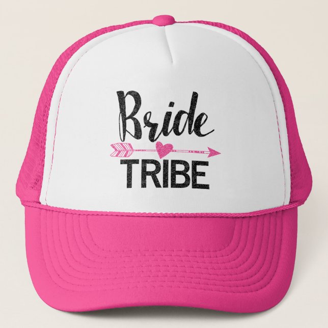 Bride Tribe|Black and Pink Trucker Hat (Front)