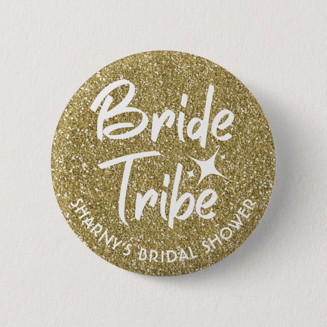 Bride Tribe Bridal Shower Pin Gold (Front)